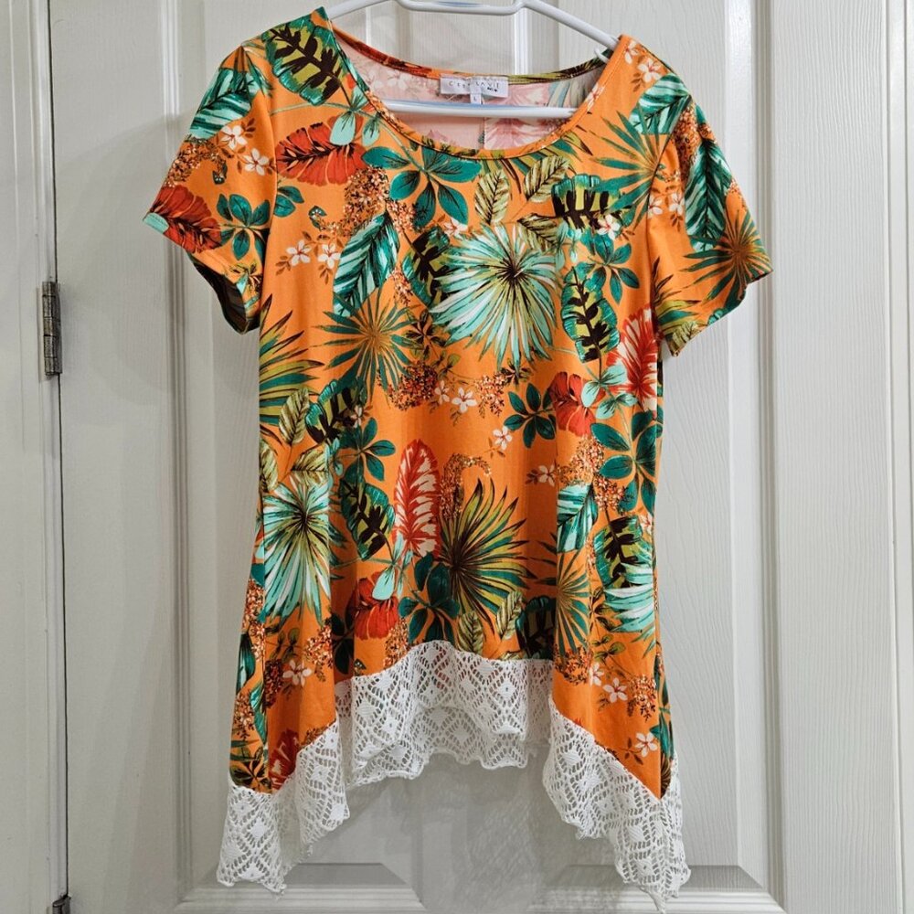 C'est La Vie Orange Tropical Top